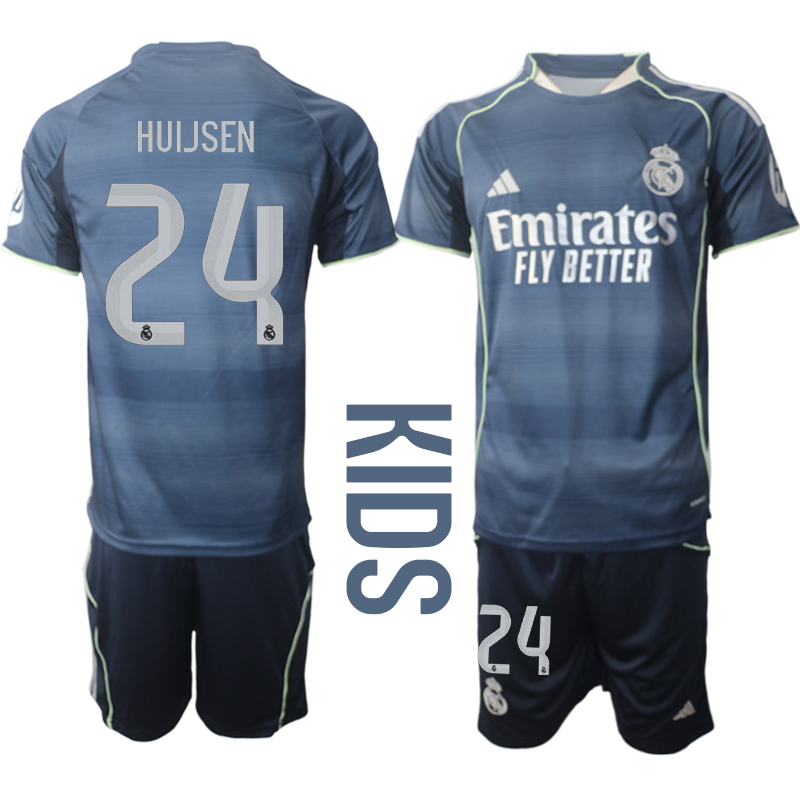 Youth 2025-2026 Club Real Madrid away Blue #24 Soccer Jersey